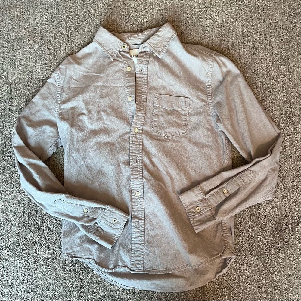 Aéropostale Light Blue/Grey Button-Up Long Sleeve Shirt – Casual Classic